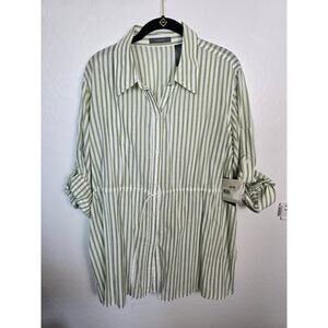 NWT Liz Claiborne Top Ocean Voyage Light Green size 1xl vacation beach
